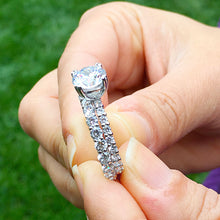 Load image into Gallery viewer, Large Women's 14k white gold round cut forever one moissanites engagement ring and band eternity Bridal Wedding Prong Set 5.50ctw