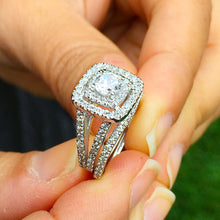 Load image into Gallery viewer, 14k white gold forever one moissanite round cut and diamonds engagement ring and band, wedding, bridal set, propose, anniversary 1.65cTW