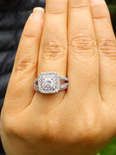 Load image into Gallery viewer, 14k white gold forever one moissanite round cut and diamonds engagement ring and band, wedding, bridal set, propose, anniversary 1.65cTW