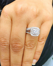 Load image into Gallery viewer, 14k white gold forever one moissanite round cut and diamonds engagement ring and band, wedding, bridal set, propose, anniversary 1.65cTW