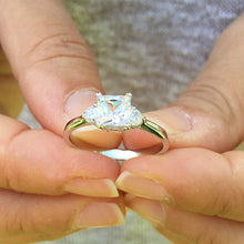 Load image into Gallery viewer, Large 14k solid white gold princess shape and round cut forever one moissanite engagement ring art deco three stone style 2.20ctw
