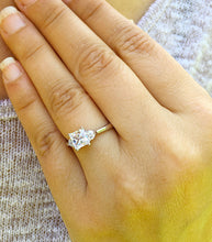 Load image into Gallery viewer, 14k solid white gold princess and round cut diamond engagement ring three stone style bridal wedding anniversary ring 1.50ctw