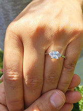 Load image into Gallery viewer, 14k solid white gold princess and round cut diamond engagement ring three stone style bridal wedding anniversary ring 1.50ctw