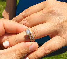 Load image into Gallery viewer, 14k yellow gold round cut natural diamond engagement ring and band, wedding, anniversary, propose, antique, deco, prong, bridal 2.00ct