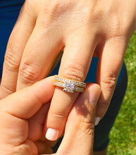 Load image into Gallery viewer, 14k yellow gold round cut natural diamond engagement ring and band, wedding, anniversary, propose, antique, deco, prong, bridal 2.00ct