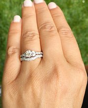 Load image into Gallery viewer, Women's 14k Solid White Gold Round Cut Natural Diamond Engagement Ring And Band, Antique Style, Filigree, Bridal Wedding Set 0.85ctw