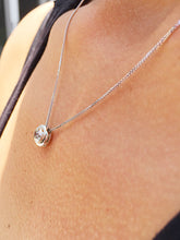 Load image into Gallery viewer, Beautiful 14k solid white gold round cut natural diamond bezel set solitaire necklace and chain, pendent, anniversary, wedding 0.30ct