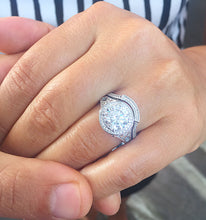Load image into Gallery viewer, GIA/IGI Certified 14k White Gold Round Cut And Diamonds Engagement Ring And Band, Wedding Bridal Set 3.00ct F-VS2