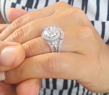 Load image into Gallery viewer, GIA/IGI Certified 14k White Gold Round Cut And Diamonds Engagement Ring And Band, Wedding Bridal Set 3.00ct F-VS2