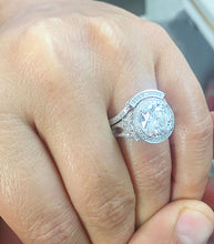 Load image into Gallery viewer, GIA/IGI Certified 14k White Gold Round Cut And Diamonds Engagement Ring And Band, Wedding Bridal Set 3.00ct F-VS2