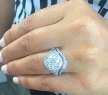 Load image into Gallery viewer, GIA/IGI Certified 14k White Gold Round Cut And Diamonds Engagement Ring And Band, Wedding Bridal Set 3.00ct F-VS2