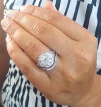 Load image into Gallery viewer, GIA/IGI Certified 14k White Gold Round Cut And Diamonds Engagement Ring And Band, Wedding Bridal Set 3.00ct F-VS2