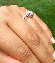 Load image into Gallery viewer, Women's 14k solid white gold pear shape forever one moissanite and natural diamond engagement ring and band wedding bridal set halo 1.50ctw