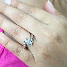 Load image into Gallery viewer, 14k solid and heavy white gold princess cut forever one moissanite engagement ring tension set bridal wedding anniversary 1.50ctw