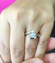 Load image into Gallery viewer, GIA/IGI Certified 14k Solid And Heavy White Gold Princess Cut Engagement Ring Tension Set Bridal 1.20ctw F-VS2