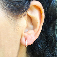 Load image into Gallery viewer, stunning 14k solid rose gold 0.15ctw round cut diamonds hoop studs earrings prong set bridal wedding anniversary gift