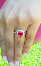 Load image into Gallery viewer, 14k Solid Yellow Gold Round Cut Ruby And Diamond Antique Design Halo Deco Ring Bridal Wedding Anniversary Halo Natural Diamonds 2.50ctw