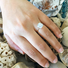 Load image into Gallery viewer, Large Four Carat set in 14k solid yellow gold cushion cut forever one moissanite engagement ring solitaire, bridal set, wedding, anniversary