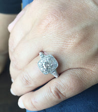 Load image into Gallery viewer, 14k white gold round cut forever one moissanite and natural diamonds engagement ring deco Bridal Wedding Anniversary Halo propose 1.75ct