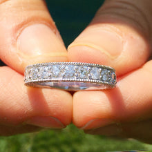 Load image into Gallery viewer, Large 14k solid white gold Round cut Three Sided eternity diamond band anniversary Wedding, Anniversary, Bridal Natural Diamonds 3.00ctw