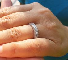 Load image into Gallery viewer, Large 14k solid white gold Round cut Three Sided eternity diamond band anniversary Wedding, Anniversary, Bridal Natural Diamonds 3.00ctw