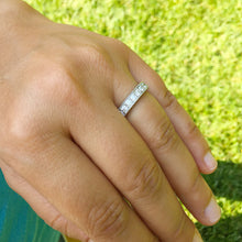 Load image into Gallery viewer, Large 14k solid white gold Round cut Three Sided eternity diamond band anniversary Wedding, Anniversary, Bridal Natural Diamonds 3.00ctw