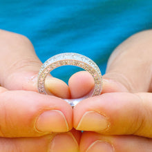 Load image into Gallery viewer, Large 14k solid white gold Round cut Three Sided eternity diamond band anniversary Wedding, Anniversary, Bridal Natural Diamonds 3.00ctw