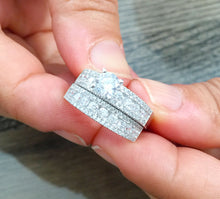 Load image into Gallery viewer, GIA/IGI Certified 14k Solid White Gold Round Cut Diamond Engagement Ring And Band Bridal Set 3.00ctw F-VS2