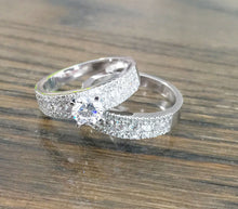 Load image into Gallery viewer, GIA/IGI Certified 14k Solid White Gold Round Cut Diamond Engagement Ring And Band Bridal Set 3.00ctw F-VS2