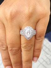 Load image into Gallery viewer, GIA/IGI Certified 14k Solid White Gold Pear Shape And Round Cut Diamond Engagement Ring 4.40ctw F-VS2