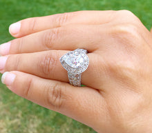 Load image into Gallery viewer, GIA/IGI Certified 14k Solid White Gold Pear Shape And Round Cut Diamond Engagement Ring 4.40ctw F-VS2