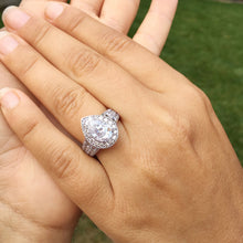 Load image into Gallery viewer, GIA/IGI Certified 14k Solid White Gold Pear Shape And Round Cut Diamond Engagement Ring 4.40ctw F-VS2