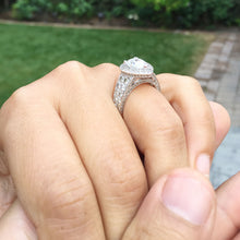 Load image into Gallery viewer, GIA/IGI Certified 14k Solid White Gold Pear Shape And Round Cut Diamond Engagement Ring 4.40ctw F-VS2