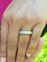 Load image into Gallery viewer, 14k Solid Rose gold round cut forever one moissanite three sided eternity band anniversary prong set, bridal, ring, wedding, anniversry 4.00ctw