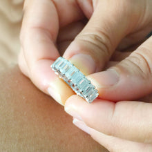 Load image into Gallery viewer, Huge 14K White Gold Emerald Forever One Moissanite Eternity Band Ring Engagemetn, Wedding, Anniversary Propose 5.00ctw 5.0x3.0mm each stone