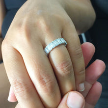 Load image into Gallery viewer, Huge 14K White Gold Emerald Moissanite Eternity Band Ring Engagemetn, Wedding, Anniversary Propose 5.00ctw 5.0x3.0mm each stone