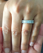 Load image into Gallery viewer, Huge 14K White Gold Emerald Moissanite Eternity Band Ring Engagemetn, Wedding, Anniversary Propose 5.00ctw 5.0x3.0mm each stone