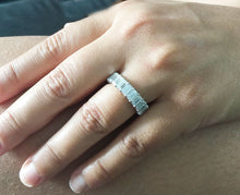 Load image into Gallery viewer, Huge 14K White Gold Emerald Moissanite Eternity Band Ring Engagemetn, Wedding, Anniversary Propose 5.00ctw 5.0x3.0mm each stone