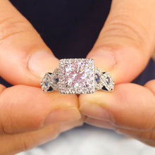 Load image into Gallery viewer, 14K White Gold Round Cut Forever One Moissanite And Natural Diamonds And Sapphire Halo Engagement Ring Bridal Wedding Propose Ring 2.00ctw