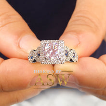 Load image into Gallery viewer, Stunning 14K Solid White Gold Round Cut Natural Diamonds And Sapphires Halo Engagement Ring Bridal Wedding Propose 2.00ctw
