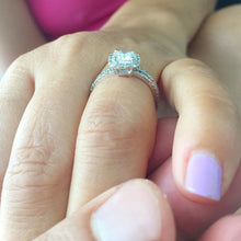 Load image into Gallery viewer, 14K Solid White Gold Cushion Cut Forever One Moissanite and Natural Diamond Engagement Ring And Band Halo Wedding Bridal Anniversary 1.75ct