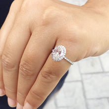 Load image into Gallery viewer, 14k white gold oval cut moissanite and diamond engagement ring art deco Wedding, Anniversary, Natural Diamonds, Bridal, Halo 2.50ctw
