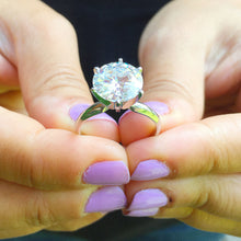 Load image into Gallery viewer, Large FIVE Carat set in 14k solid white gold round cut moissanite engagement ring solitaire, bridal set, wedding, anniversary Propose