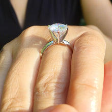 Load image into Gallery viewer, Large FIVE Carat set in 14k solid white gold round cut moissanite engagement ring solitaire, bridal set, wedding, anniversary Propose