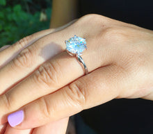 Load image into Gallery viewer, Large FIVE Carat set in 14k solid white gold round cut forever one moissanite engagement ring solitaire, bridal set, wedding, anniversary
