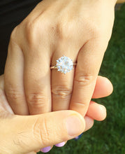Load image into Gallery viewer, Large FIVE Carat set in 14k solid white gold round cut moissanite engagement ring solitaire, bridal set, wedding, anniversary Propose