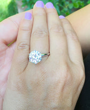 Load image into Gallery viewer, Large FIVE Carat set in 14k solid white gold round cut moissanite engagement ring solitaire, bridal set, wedding, anniversary Propose
