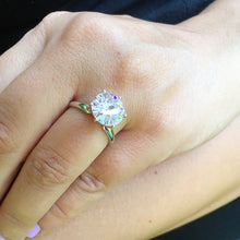 Load image into Gallery viewer, Large FIVE Carat set in 14k solid white gold round cut forever one moissanite engagement ring solitaire, bridal set, wedding, anniversary