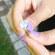 Load image into Gallery viewer, Large FIVE Carat set in 14k solid white gold round cut moissanite engagement ring solitaire, bridal set, wedding, anniversary Propose