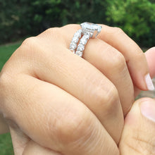 Load image into Gallery viewer, Eternity style 14k solid white gold oval cut moissanite engagement ring and band art deco Wedding Bridal Anniversary 7.50ctw